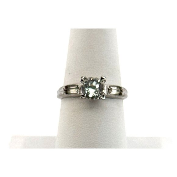 Vintage Sterling Silver CZ Engagement Ring Size 7 Estate 2.8g Marked STERLING - Picture 1 of 8